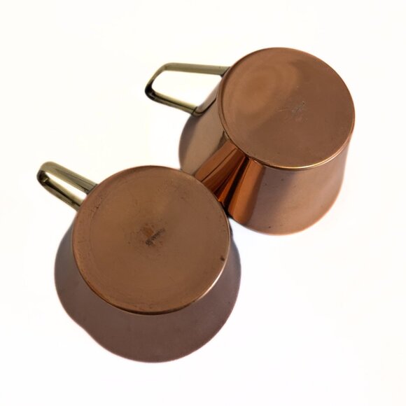 Vintage Ariosa Copper Cups w Brass Handles 2.5" Lot of 2 Retro Drinkware Kitchen - Picture 8 of 10